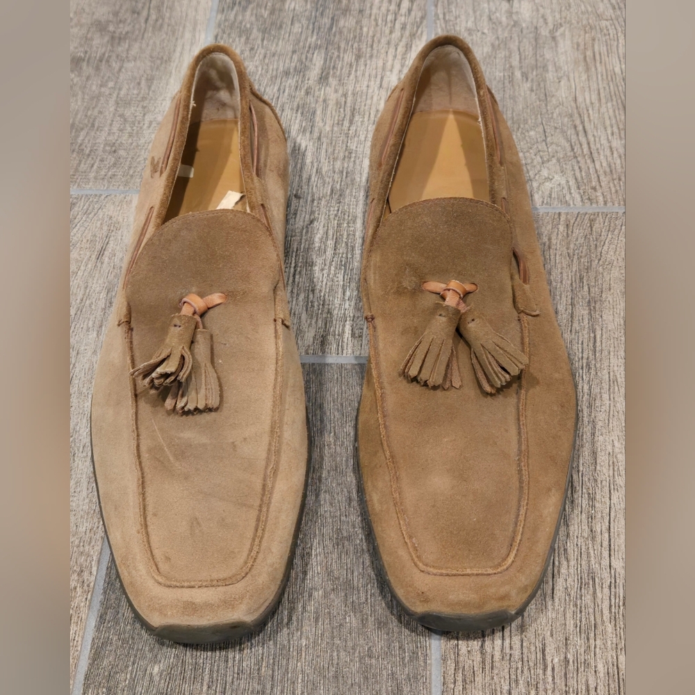 Salvatore Ferragamo Brown Suede Leather Tassle loafers mens size 11 D